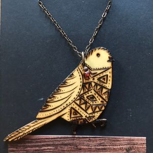 Wood bird necklace